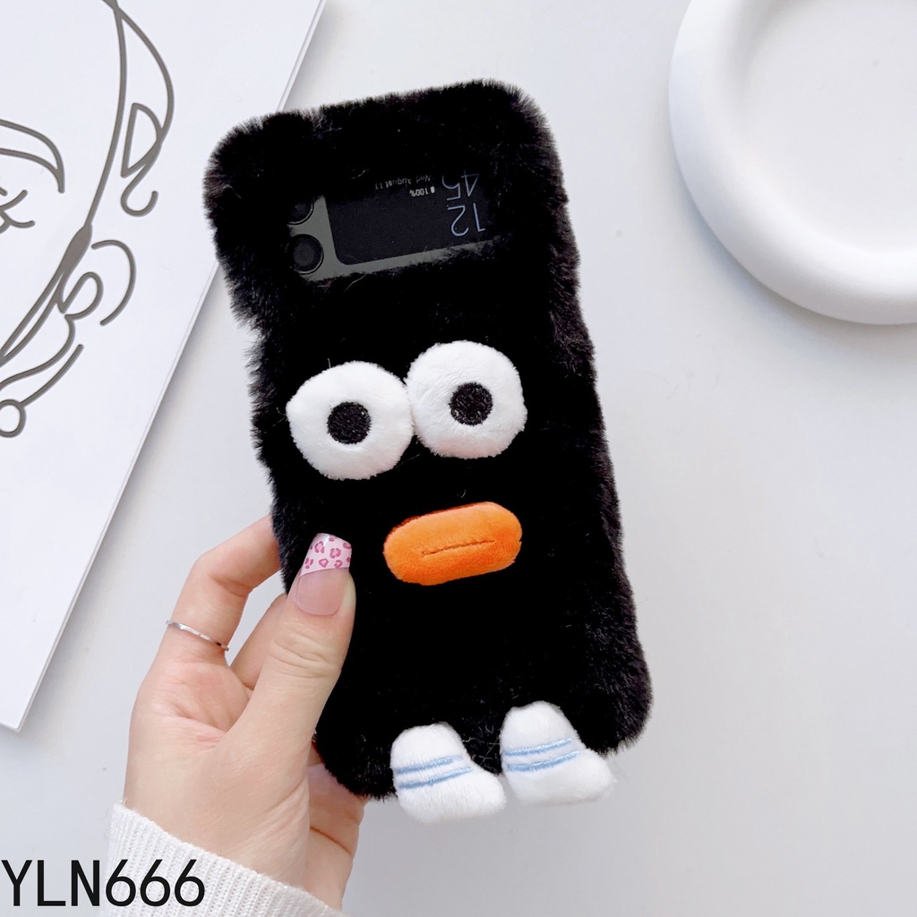 Thời Trang 3D Hoạt Hình Dễ Thương Lông Tơ Ốp Lưng Điện Thoại Samsung Galaxy Z Flip 3 5G Cover Dễ Thương Sang Trọng Mờ Ấm Áp Trường Hợp Cho ZFlip4 5G Vỏ Điện Thoại Sang Trọng Bảo Vệ