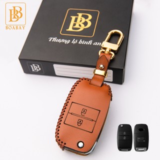 Bao Da Chìa Khóa ô tô KIA Morning, Soluto ( điện gập 2 nút) Da Thật, Giá tận Xưởng, Bảo hành 2 năm, màu thật như ảnh.