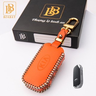 Bao Da Chìa Khóa Ô Tô KIA Cerato 2019 - 2021 (Chìa cạnh 3 nút) Da Bò thật hàng cao cấp bảo hành 2 năm về da