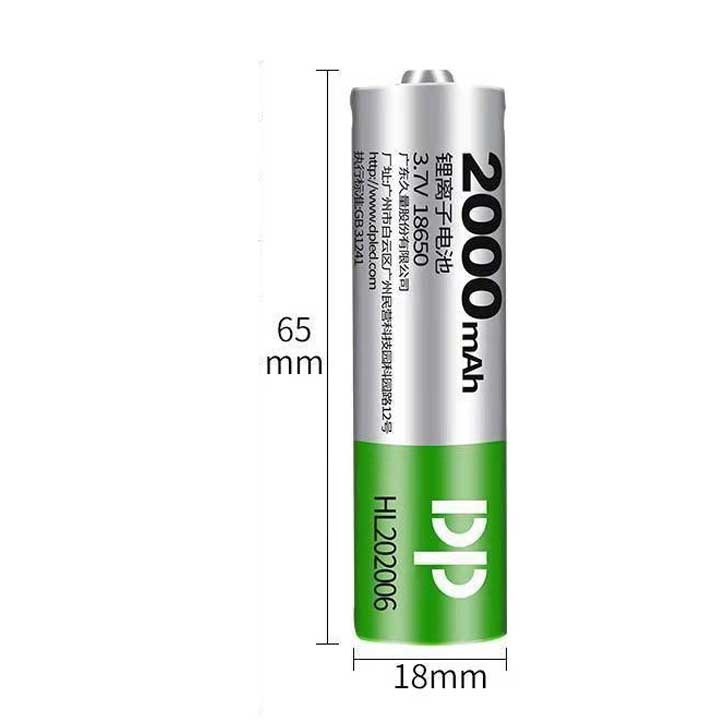 Pin Sạc Chính Hãng DP- Li01 3V7 18650 2000mAh 3000mAh dành cho quạt Mini, Đồ chơi điện tử Pin đầu lồi