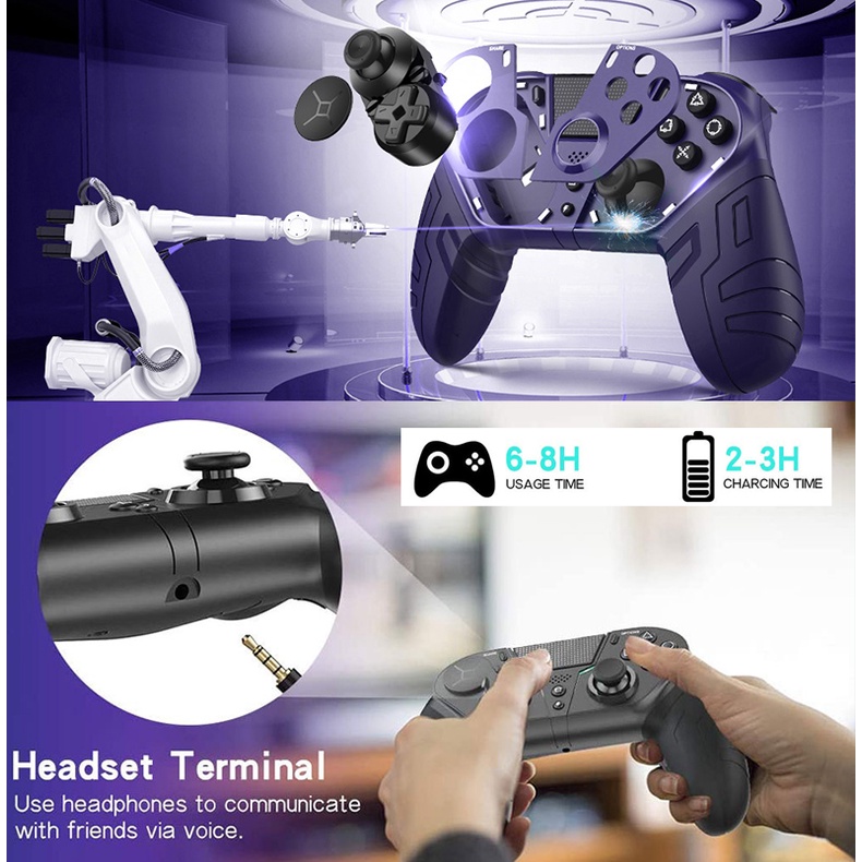 Phiên bản mới nhất Tay cầm chơi Game không dây cho bộ điều khiển PS4 Elite / Slim / Pro Dualshock 4 có nút sau lập trình Turbo