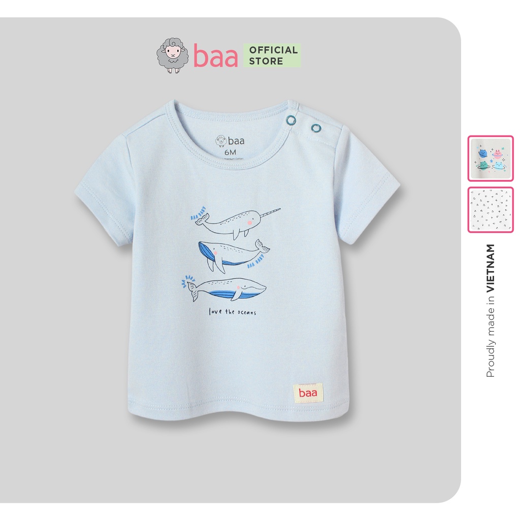 Đồ sơ sinh cho bé, áo thun cotton cho bé sơ sinh từ 0-12 tháng, áo sơ sinh ngắn tay Baa Baby - UN-AT01N-02