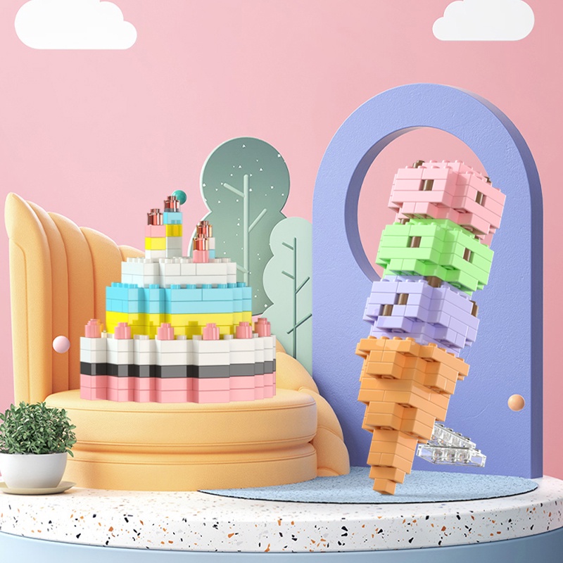 Bộ đồ chơi lắp ráp LEQIAZHIXING chủ đề bánh kem sinh nhật nhỏ dễ thương