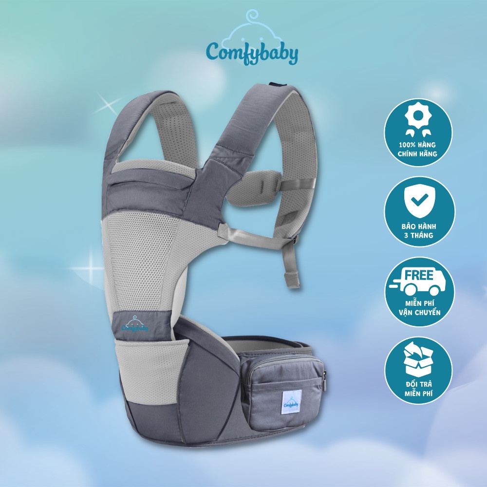 Địu em bé 4 tư thế siêu mềm thoáng khí công nghệ Air Mesh cao cấp - Comfybaby CF818