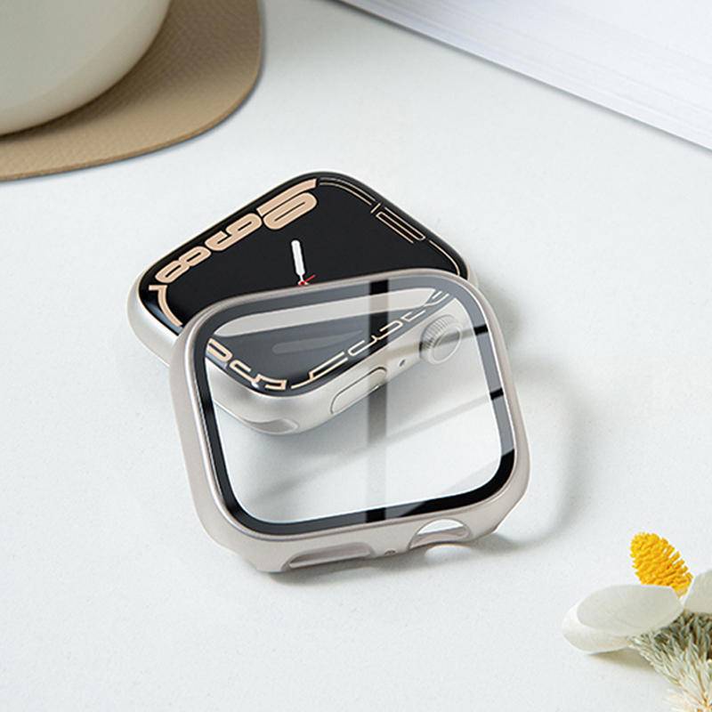 Ốp Lưng Toàn Diện 360 Ốp Lưng Cứng Mờ Cho Apple Watch Series 9 8 7 6 5 4 3 2 1 SE SE2 Vỏ Kính Cường Lực Cho iWatch 45mm 41mm 44mm 40mm 42mm 38mm
