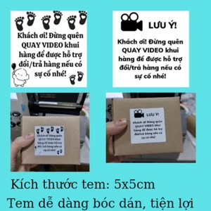 Tem dán nhắc khách quay video sẵn keo, kích thước tem 5x5cm