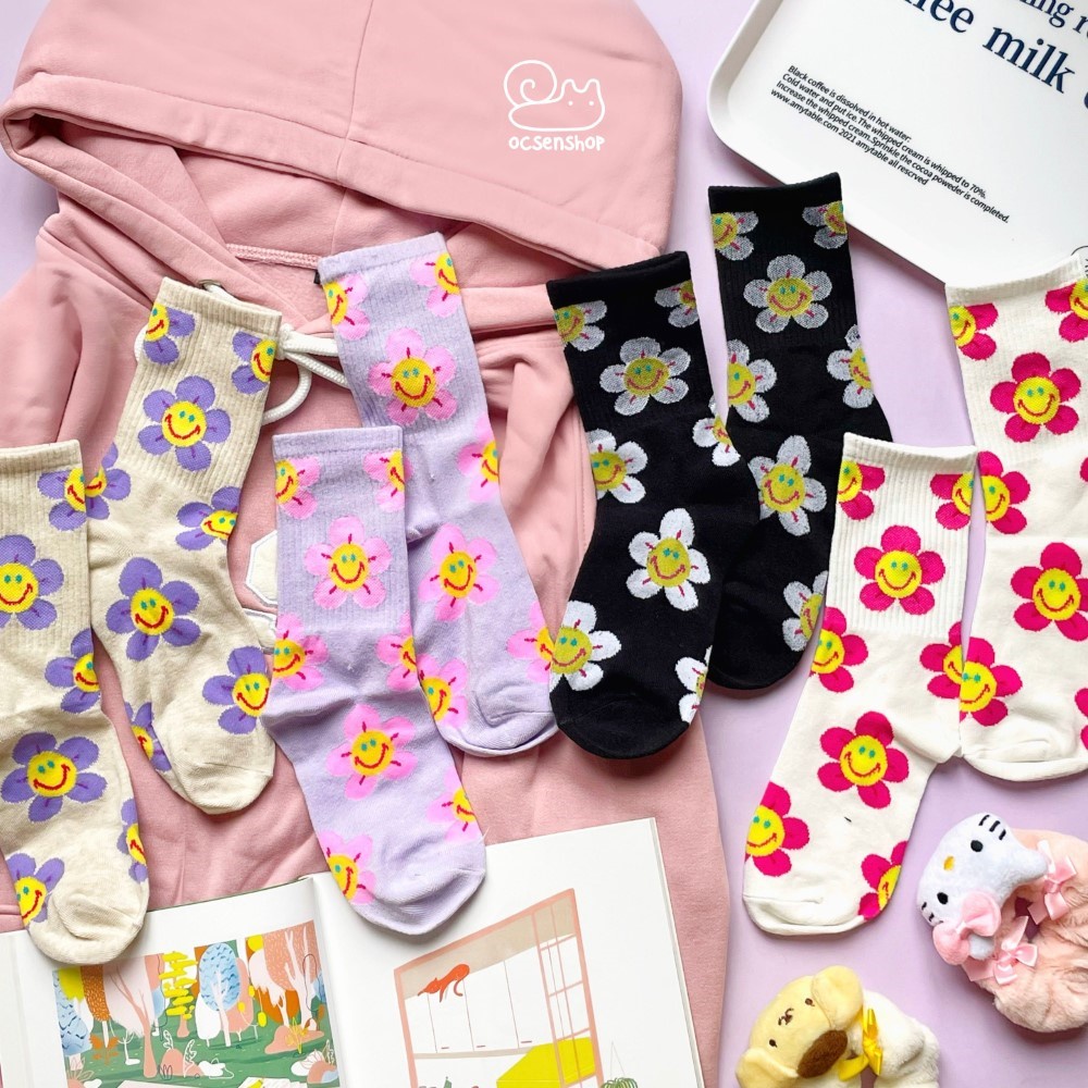 Tất cao cổ Hoa mặt cười