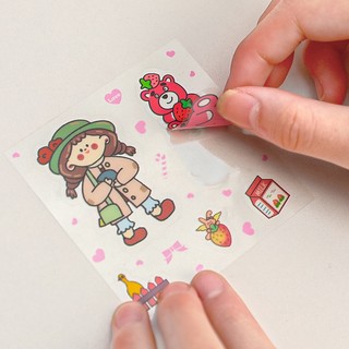 10 1 Tấm Sticker Cô Bé Dễ Thương 7,5X7,5Cm - Thỏ Hồng VPP