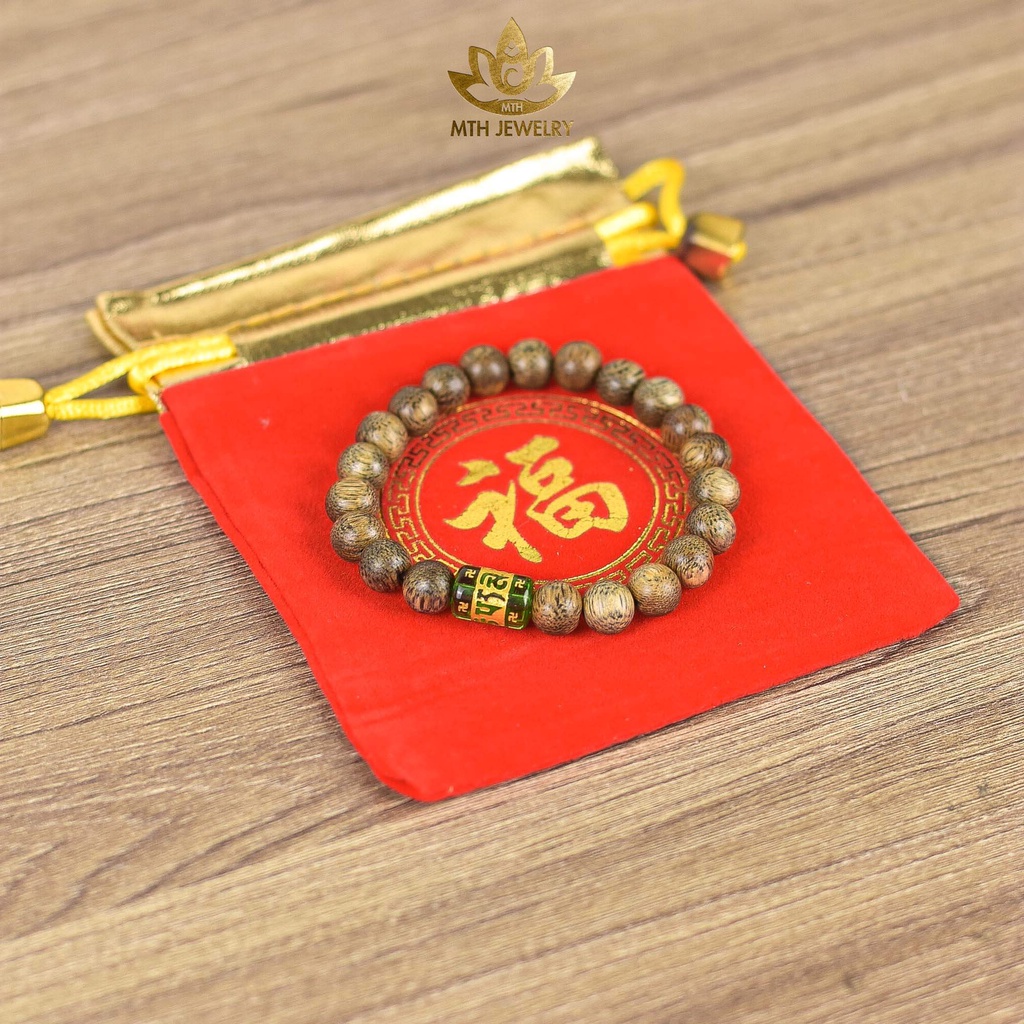 Ảnh Vòng Trầm Hương Tròn Đơn Đính Đá Trụ Ngọc OMANI Trợ Mệnh Size 6/7/8/10mm - Đá Phong Thủy - MTH JEWELRY 2