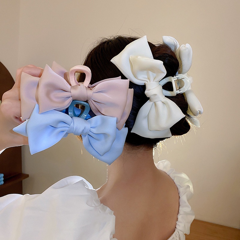 Thời trang lớn đôi lớp Bow Hair Clip Phụ kiện tóc Clip cá mập thanh lịch và ngọt ngào