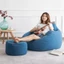 Combo Ghế Lười Hạt Xốp Kèm Đôn Vuông Đôn Tròn Vải Nhung Tăm Màu Xanh Dương M/L/XL - 3IIHOMEGLHXNTXD