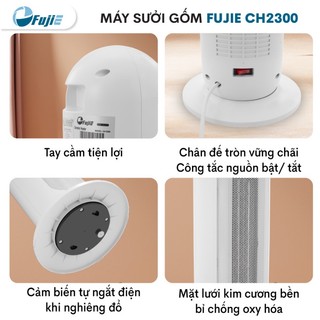Quạt sưởi gốm Ceramic FujiE CH-2300 Máy sưởi ấm để sàn 20m2 - Điều khiển từ xa - Bảo hành toàn quốc