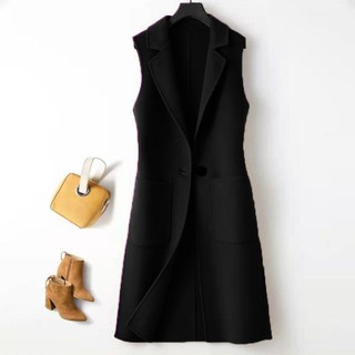Len Vest Nữ Quần Áo 2022 Thời Trang Sang Trọng Nữ Phù Hợp Với Áo Cardigan Áo Vest Áo Vest Dài Hợp Thời Trang Giữa Chiều Dài Thời Trang