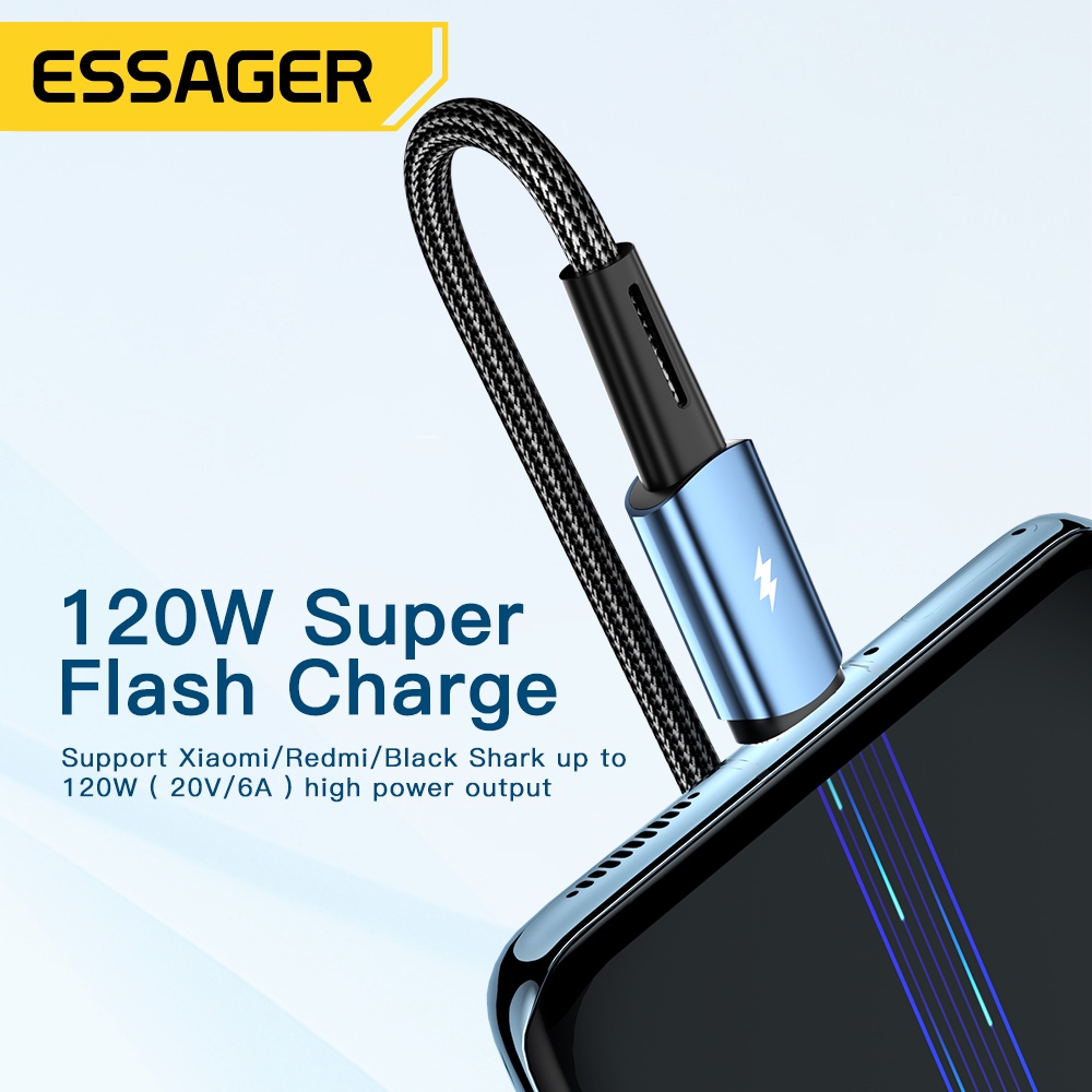 Ảnh Dây cáp sạc nhanh ESSAGER 6A 67W 120W cho Xiaomi 11Pro 12Pro K50 2