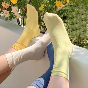 Tất vớ bèo nhún cổ cao nữ phong cách Vintage Hàn Quốc siêu mỏng mềm thoáng khí màu pastel thời trang giá rẻ ABICA T103