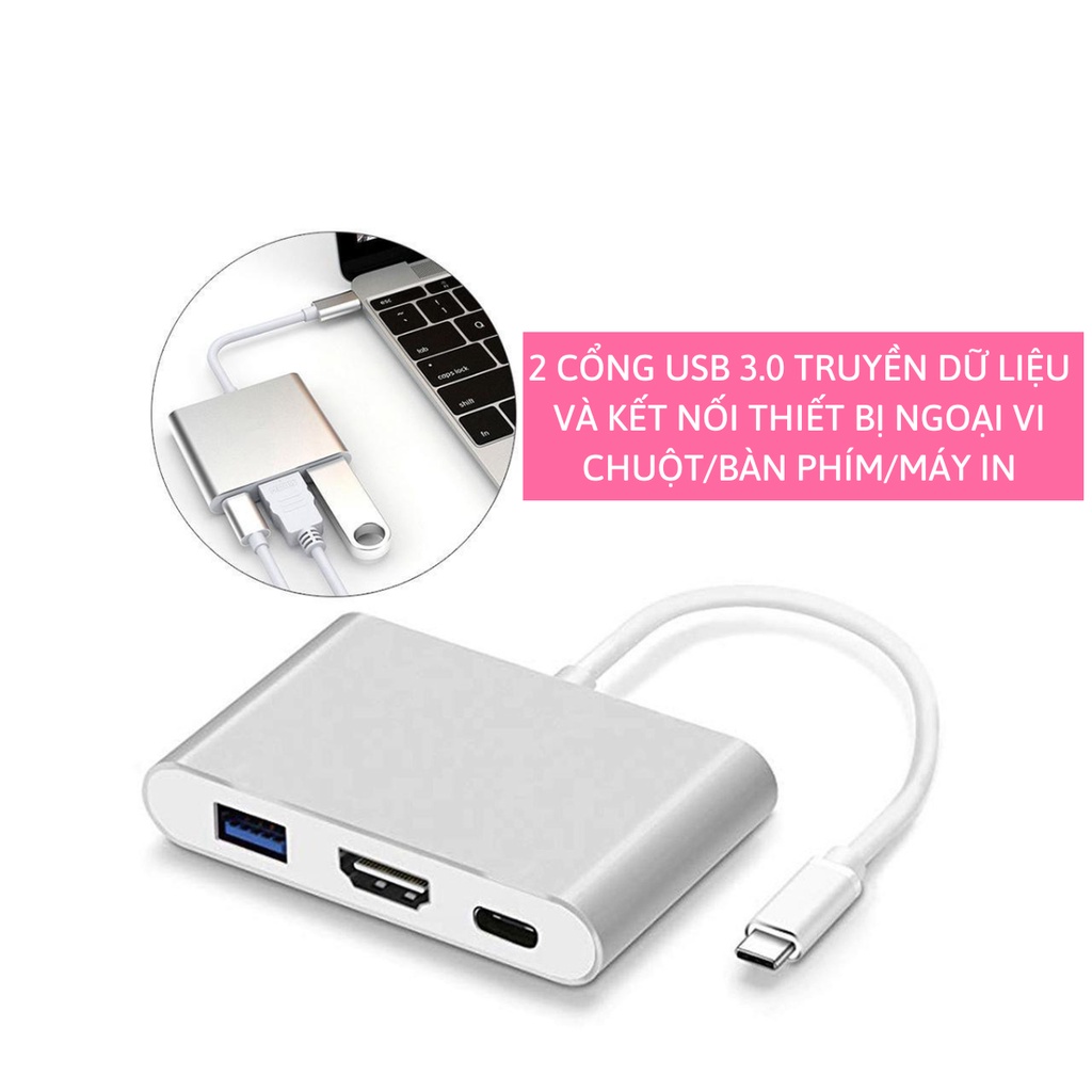 Hub Type C 3in1 hỗ trợ Samsung Dex  - Cổng chuyển đổi HUB USB Type-C to HDMI,  USB 3.0, PD Type-C cho Laptop, Điện thoại | BigBuy360 - bigbuy360.vn