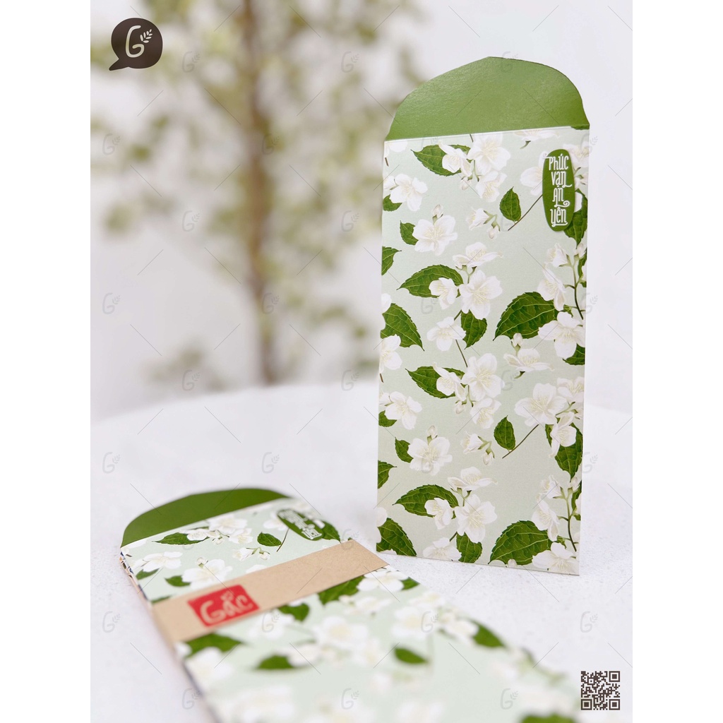 GX004 Bao lì xì cao cấp Gác xép họa tiết hoa văn vintage chất liệu Kraft nhật nhập khẩu Tết 2025 (Jasmine set)