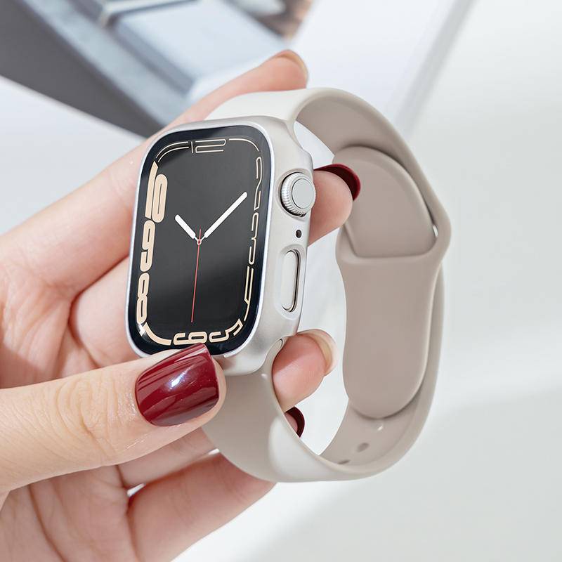 Ốp Lưng Toàn Diện 360 Ốp Lưng Cứng Mờ Cho Apple Watch Series 9 8 7 6 5 4 3 2 1 SE SE2 Vỏ Kính Cường Lực Cho iWatch 45mm 41mm 44mm 40mm 42mm 38mm
