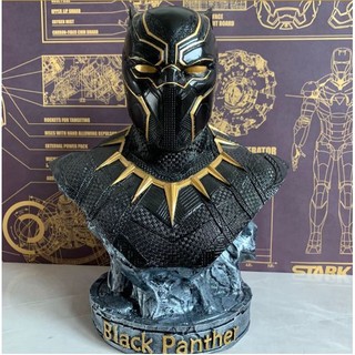 Mô hình báo đen tượng bán thân Black panther kích thước 18cm chất liệu đá resin cao cấp