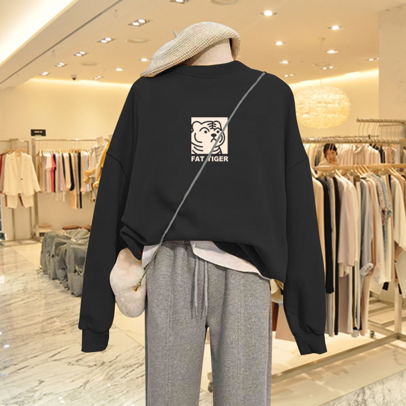 Áo Sweater Nữ HappyFamily Xanh Rêu Hot Trend FAT TIGER mập mạp xinh xắn Chất Nỉ Da Cá 100 Cao Cấp