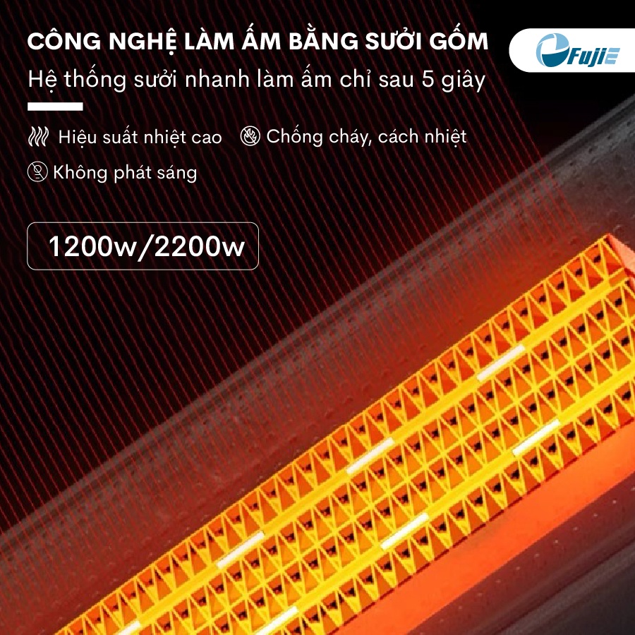 Máy sưởi gốm điều khiển từ xa Nhập Khẩu FujiE, lò quạt sưởi điện làm ấm nhanh không khô da
