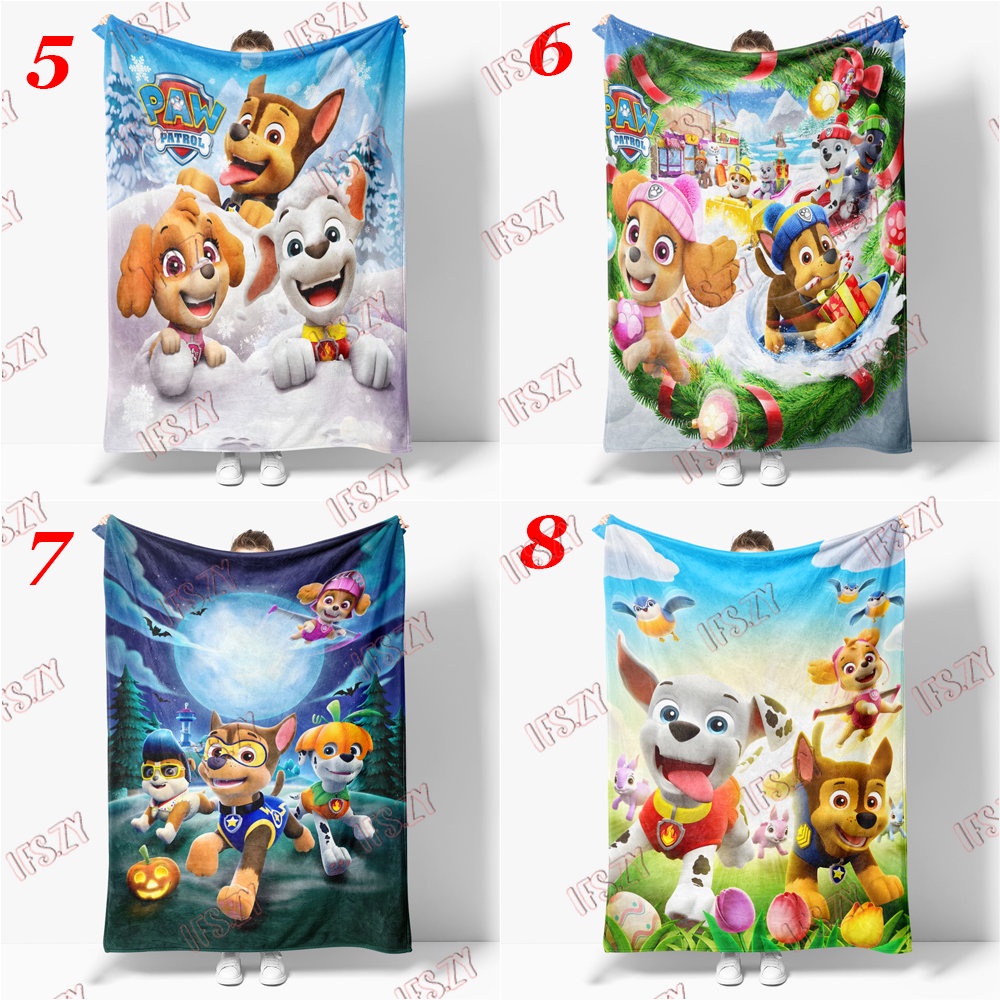 Chăn flannel Đơn Điều Hòa Không Khí In Hình paw patrol 4 Kích Thước Cho Bé