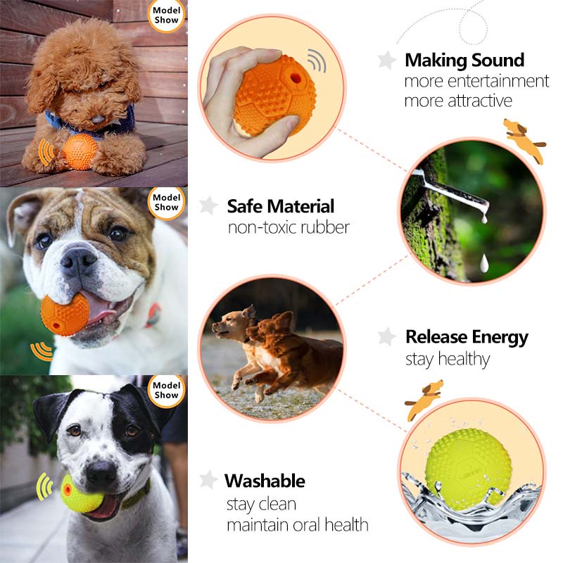 HamshMoc Squeaky Chó Đồ Chơi Thú Cưng Cao Su Bền Răng Hàm Nhai Bóng Có Âm Thanh Cho Tương Tác Phóng Huấn Luyện Fetch Đồ Chơi