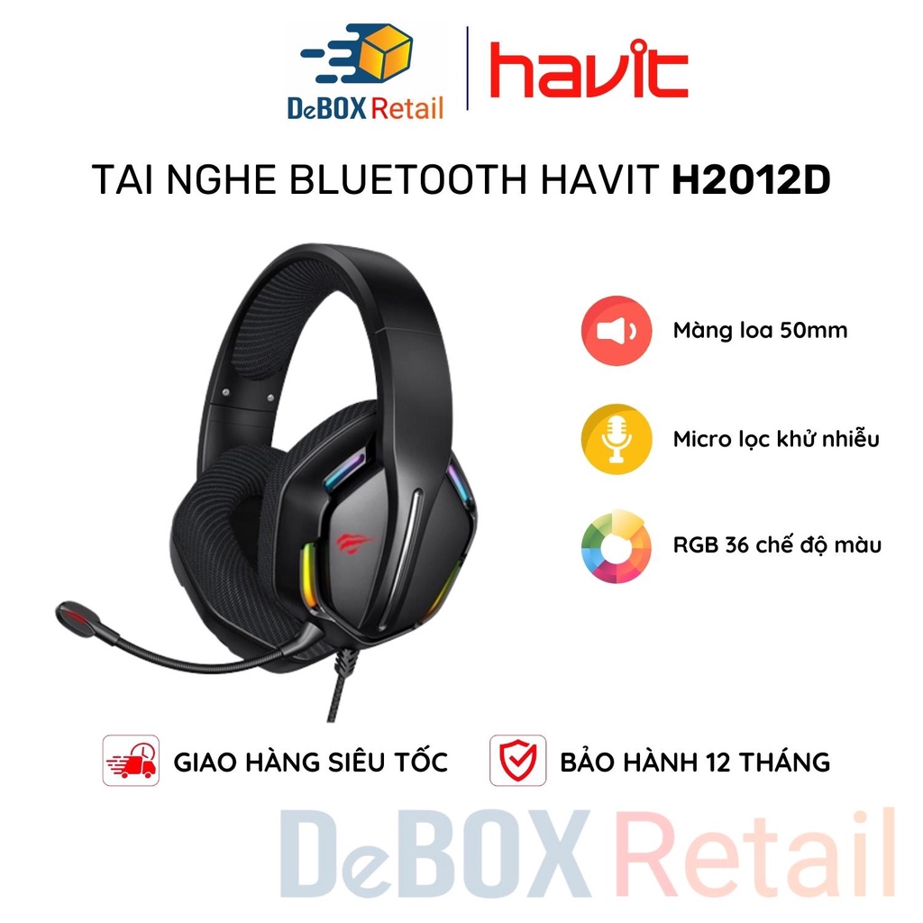 Tai Nghe Gaming Headphone HAVIT H2012D, Driver 50mm, Đèn RGB 36 Chế Độ ...