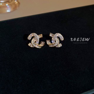 DREJEW Bông Tai Mạ Bạc 925 Đính Đá zircon Kiểu Hình Học Đơn Giản Sang Trọng