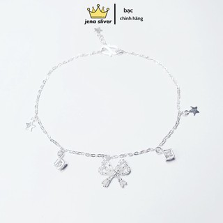 lắc chân cánh nơ mix cham siêu dễ thương , bạc 925 - jena sliver