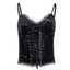 Pealike Nữ Gothic Đậm Spaghetti Dây Đeo Corset Cổ Chữ V Ren V V V Viền Lá Nhung Crop Crisscross Ren-Up Mặt Trước