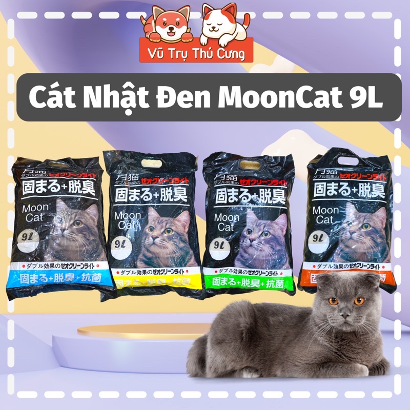 Cát Nhật Đen MoonCat 9L vệ sinh cho mèo, vón cục, khử mùi tốt