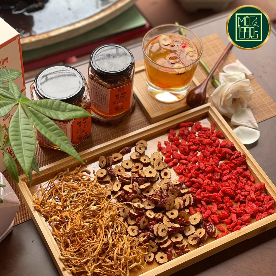 Đông Trùng Hạ Thảo ngâm Mật Ong Atiso Đỏ, Táo Đỏ, Kỷ Tử  Mộc 1990s - Tốt cho Ngũ Tạng, dạ dày