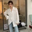 Áo sơ mi SUXI dáng rộng màu trơn có khóa kéo đôi phong cách Hàn Quốc thời trang xuân thu cho nữ