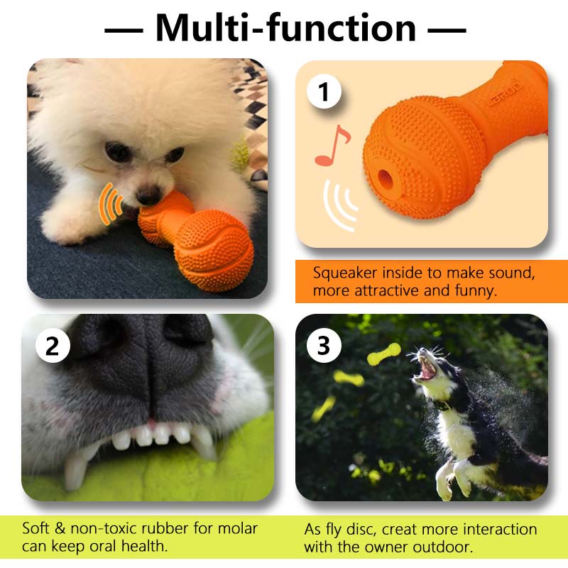 HamshMoc Squeaky Chó Đồ Chơi Thú Cưng Cao Su Bền Răng Hàm Nhai Xương Có Âm Thanh Cho Tương Tác Ném Huấn Luyện Fetch Đồ Chơi