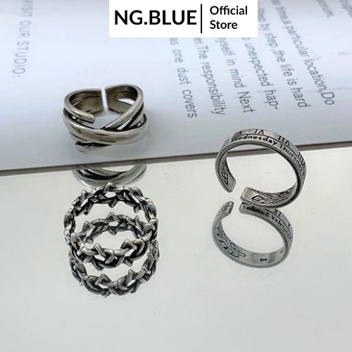 Set 3 nhẫn kim loại cá tính không gỉ thời trang nam nữ set nhẫn đôi cặp bạc giá rẻ đơn giản Hàn Quốc N13