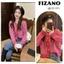 Áo len nữ cardigan len dệt kim dày dáng ngắn sọc caro màu hồng thời trang hàng Quảng Châu cao cấp fizano