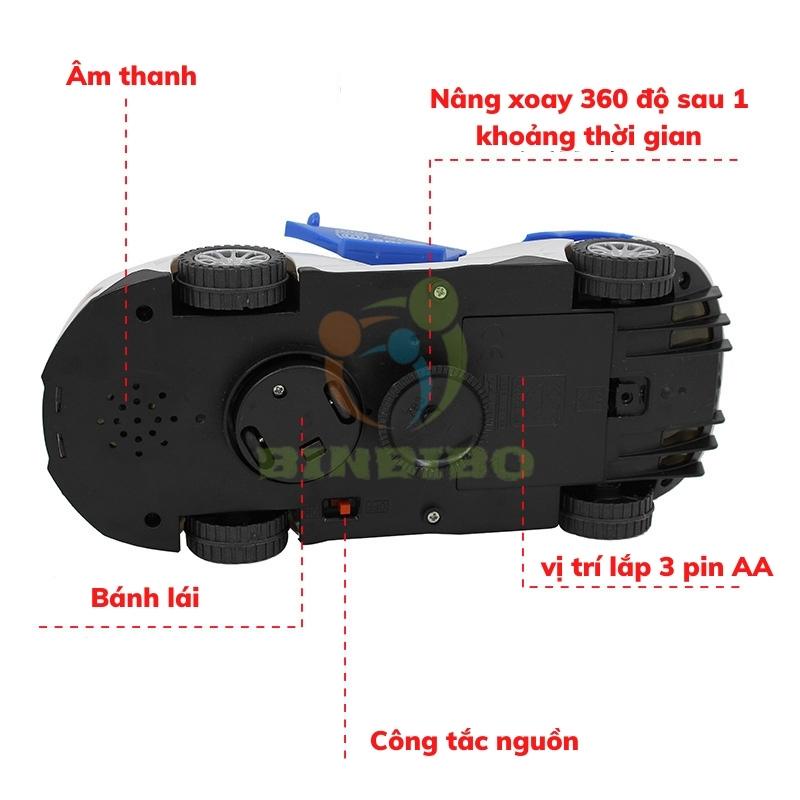 Ô tô đồ chơi xe cảnh sát xoay 360 tự động đánh lái có đèn có nhạc cực đẹp - Binbibo