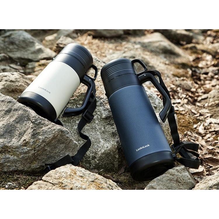 Bình giữ nhiệt LocknLock cỡ đại LHC1485 1,8L Màu Xanh Navy - có quai xách, nắp làm cốc nước - K-MALL