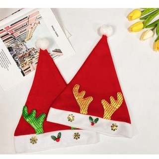 Mũ ông già noel có đèn và không đèn cao cấp mừng giáng sinh