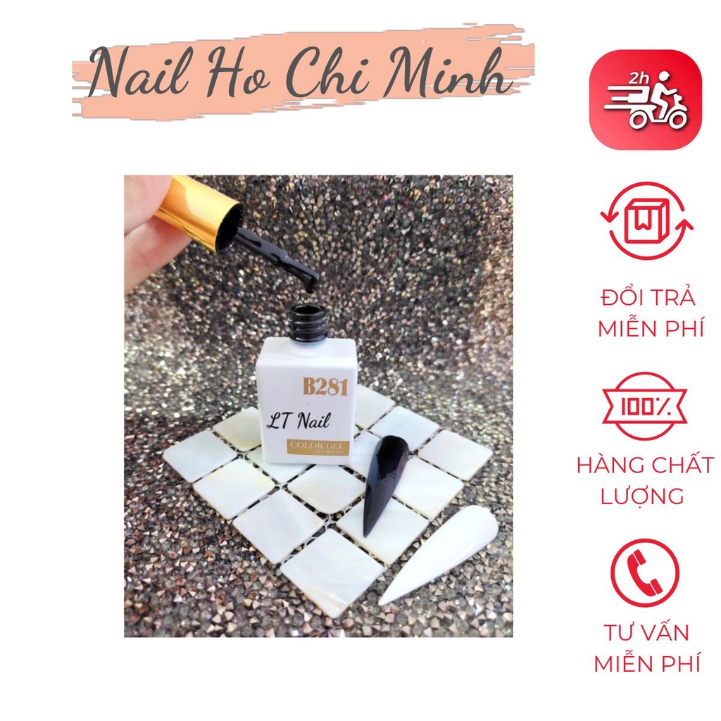 Sơn gel đen, trắng, trắng gạo, cút lộn B281 chính hãng lên màu chuẩn (15ml)
