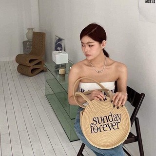 Túi cói sunday forever túi xách nữ Tote đi biển,du lịch phong cách thời trang vintage