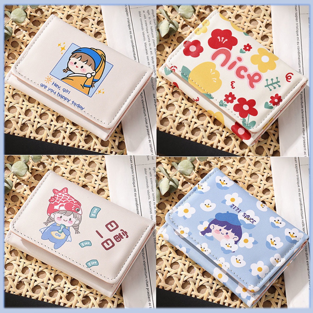 Ví Nữ Mini Cầm Tay Cute Ví Bấm Nhiều Ngăn Hoạ Tiết Dễ Thương Phong Cách Hàn Quốc VN04