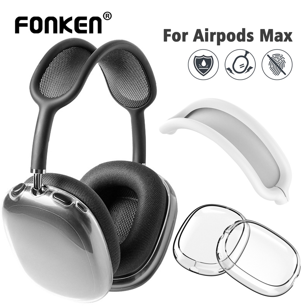 Vỏ bảo vệ tai nghe FONKEN thích hợp cho Air-pods max bằng silicon tpu mềm trong suốt chống trầy xước