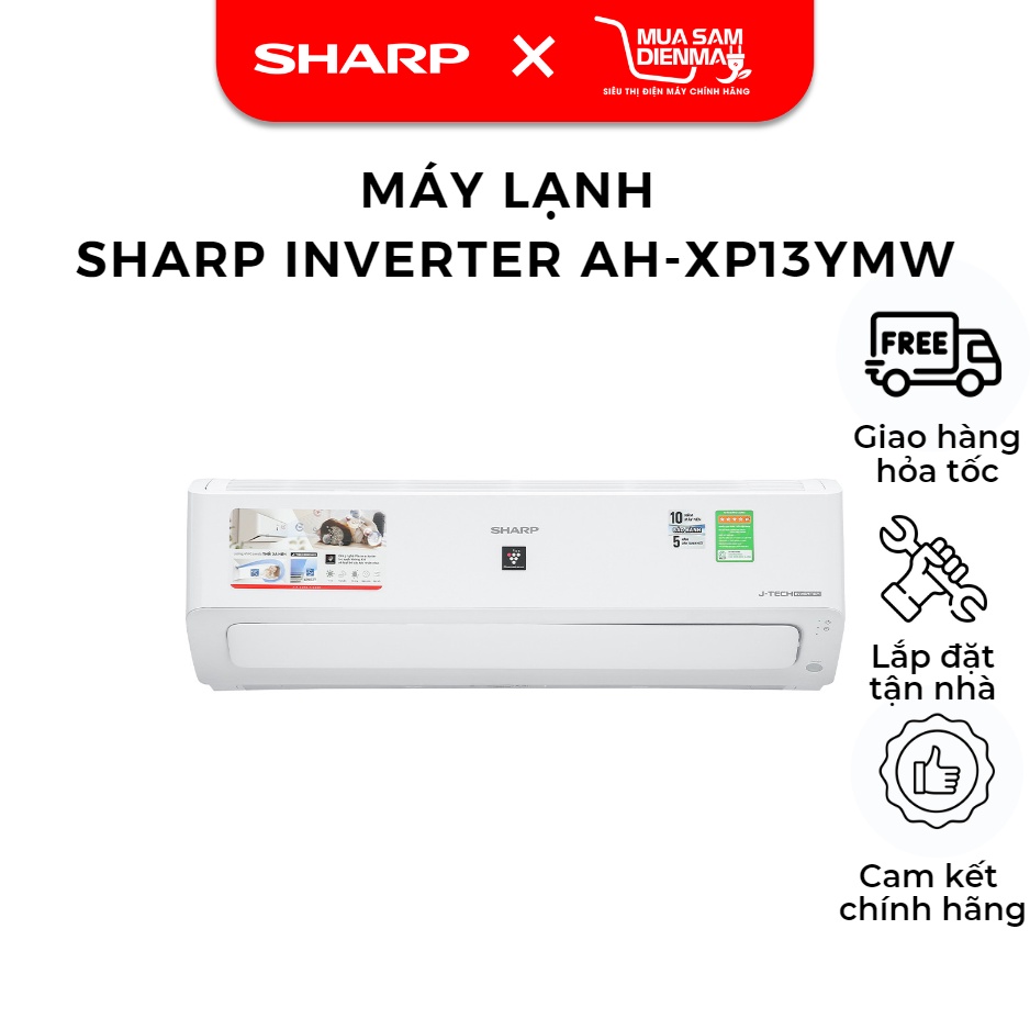 Điều Hòa Sharp Inverter 1.5 HP AH-XP13YMW 12.000 BTU Tạo ion lọc không khí --Chỉ giao tại HN--
