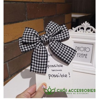 Cặp tóc nơ, kẹp tóc nữ nơ caro thanh lịch Chồi accessories phong cách Hàn Quốc - Y139