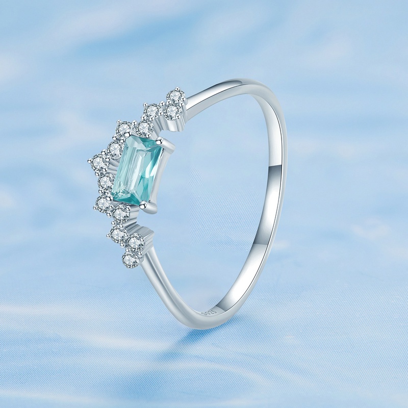 BAMOER Nhẫn Bạc 925 ĐíNh Đá Zircon ThờI Trang