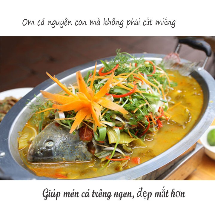 Khay cá chép om dưa - Inox Cao cấp có kèm khay chống khê cháy - Hàng nguyên khối - Giao nhanh