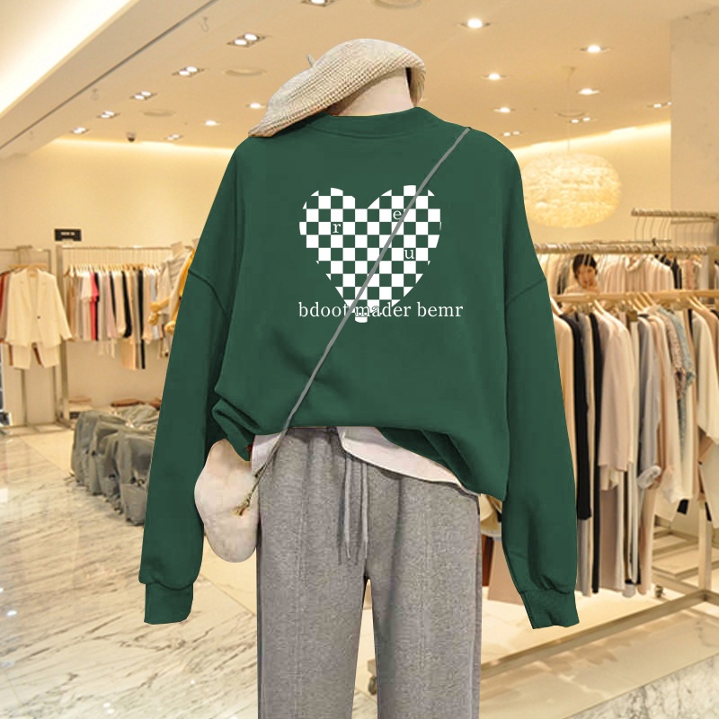 Áo Sweater Nam/Nữ HappyFamily Màu Xanh Rêu Hình Trái tim bdoot mader bemr Chất Nỉ Da Cá 100 Cao Cấp