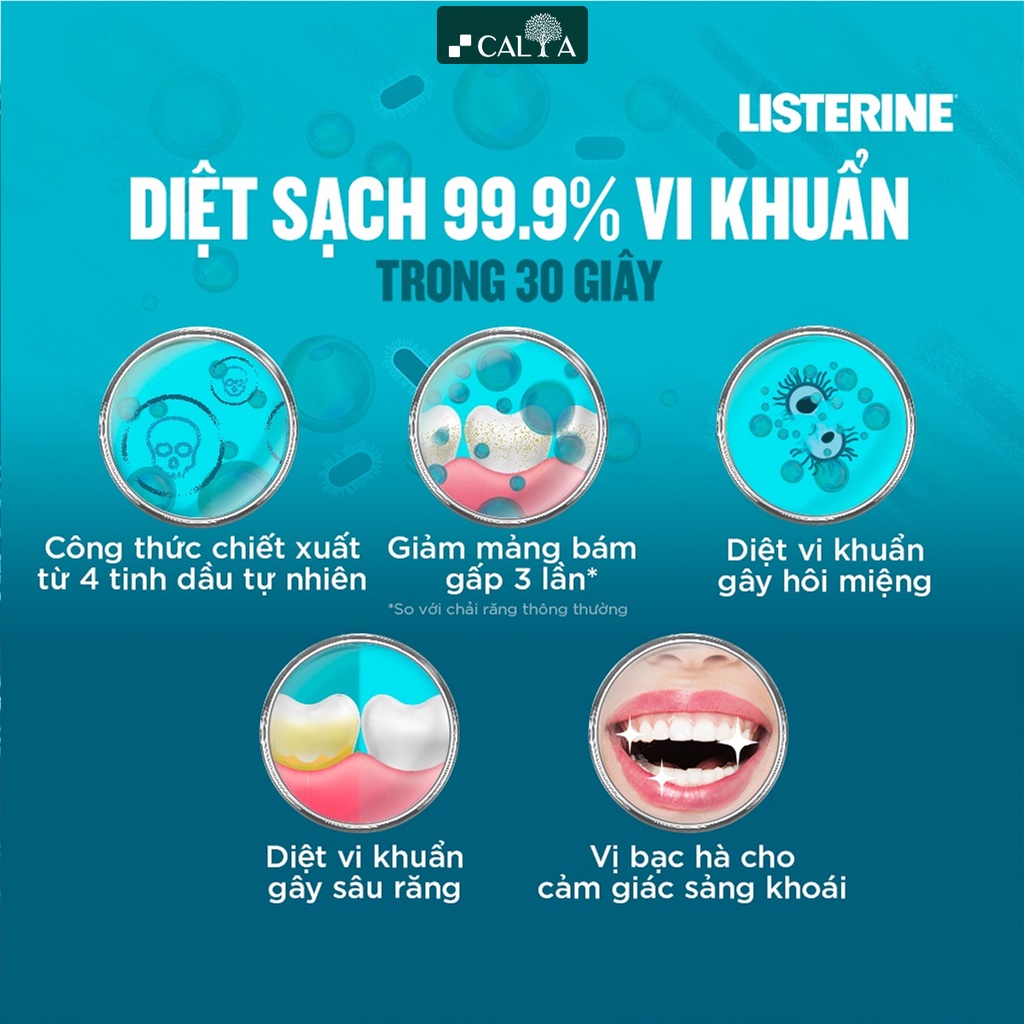 Ảnh Bộ 2 Chai Nước Súc Miệng Listerine Diệt Khuẩn, Thơm Mát - Listerine Coolmint Mouthwash 750ml x 2 3
